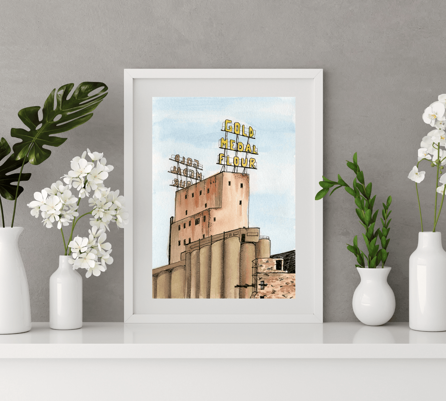 Gold Medal Flour Building in Minneapolis - Pen and Watercolor Art - Archival Quality Art Print