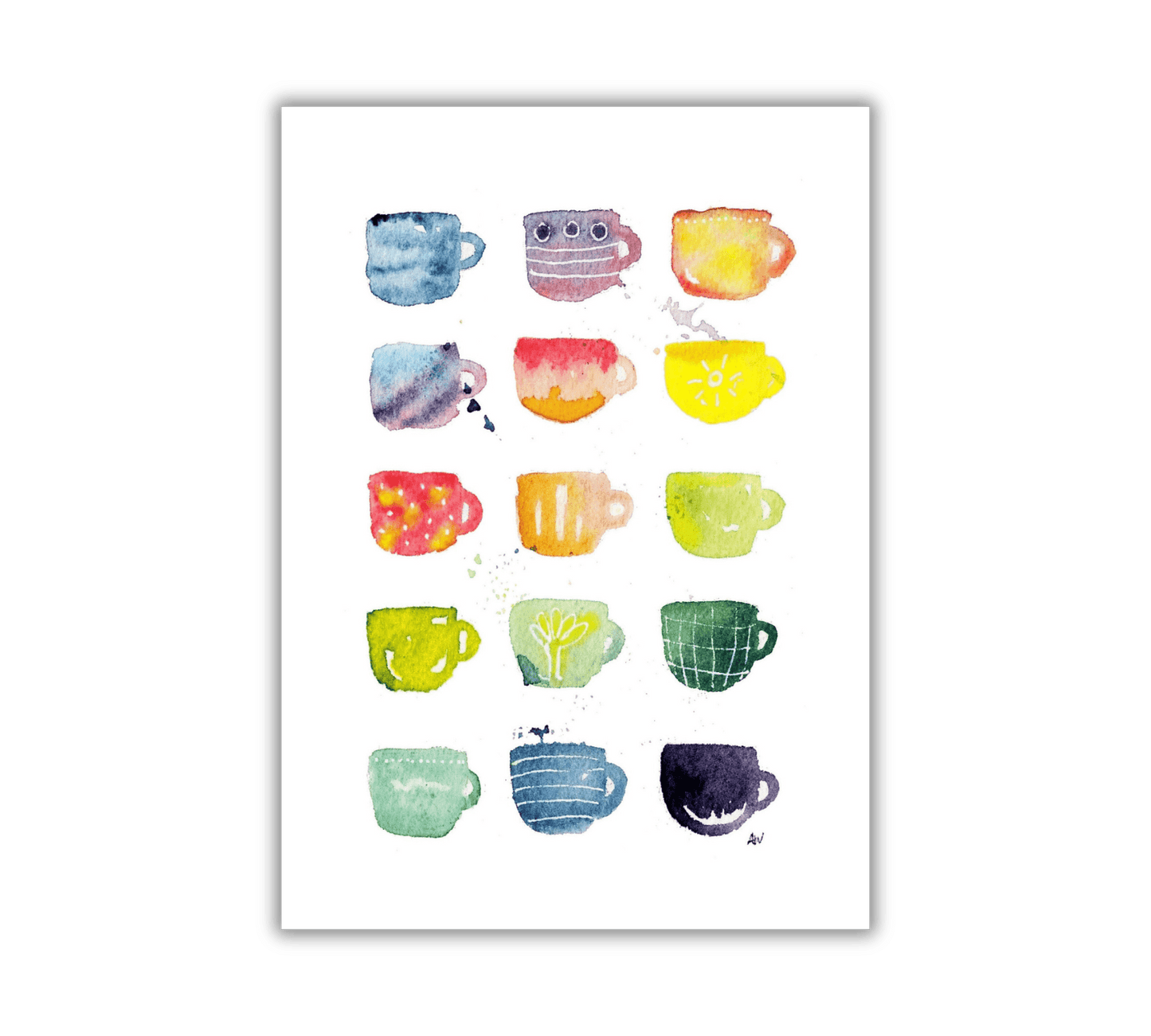 Rainbow Mug - Pen and Watercolor Archival Art Print