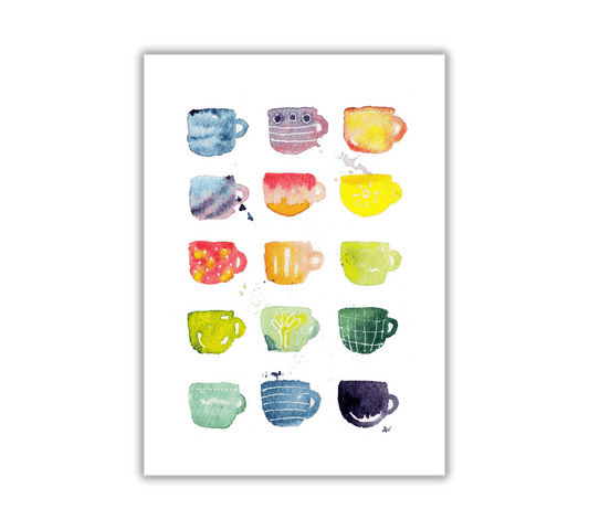Rainbow Mug - Pen and Watercolor Archival Art Print - alyssawhetstoneart