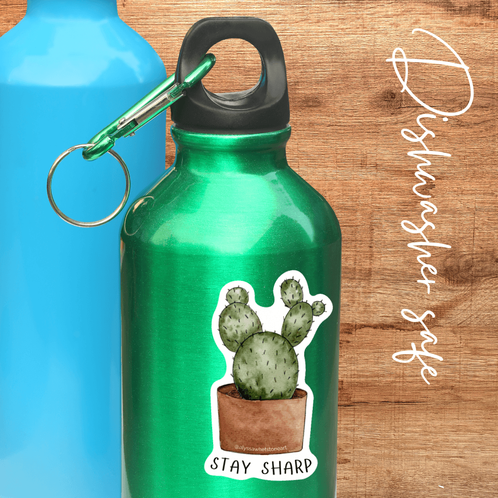 Stay Sharp - Plant Pun Sticker - Vinyl Decal Sticker - alyssawhetstoneart