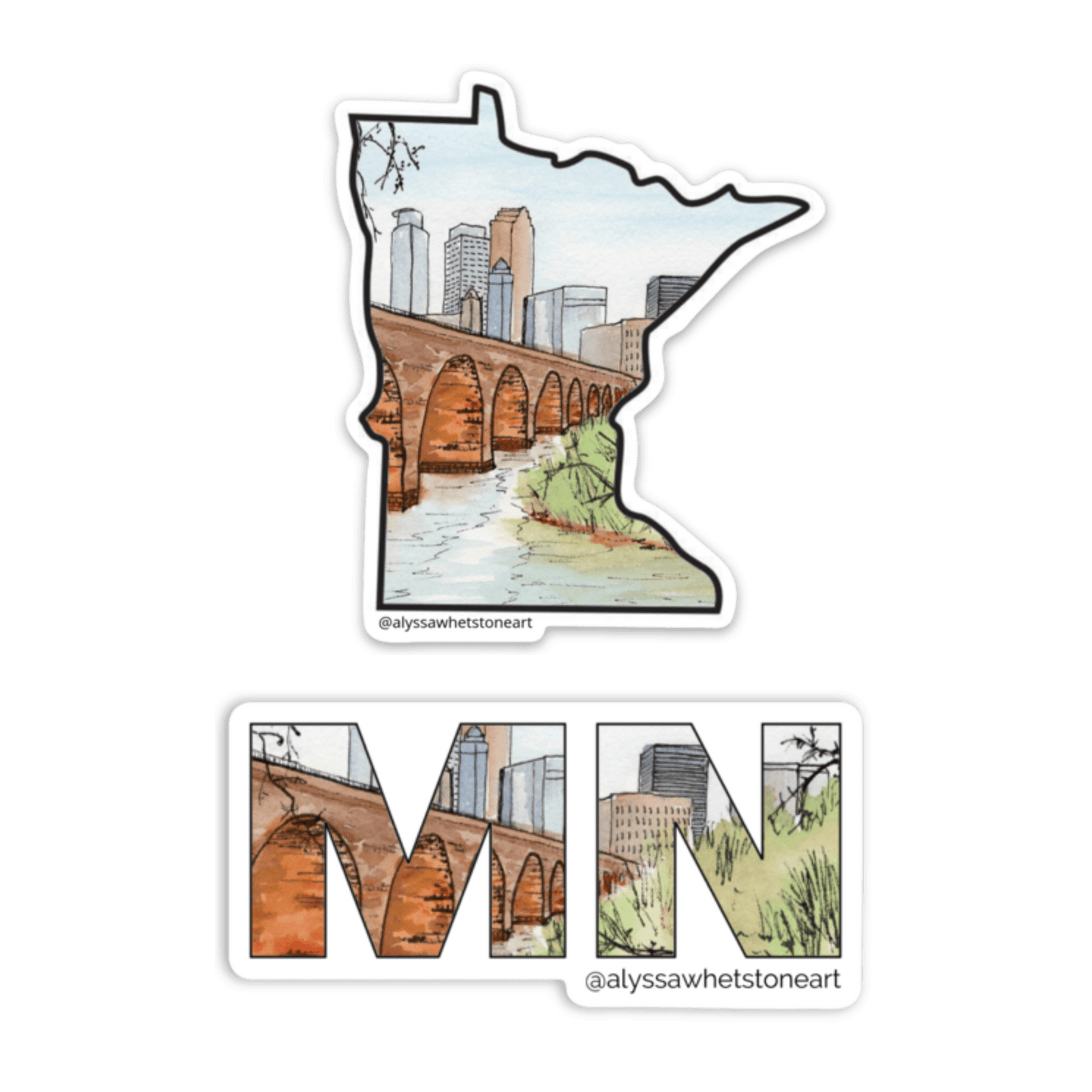 Stone Arch Bridge Minneapolis - Minnesota Outline - Vinyl Decal Sticker