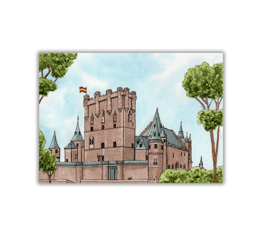 Alcazar Segovia Castle - Pen and Watercolor Art - Archival Quality Art Print - alyssawhetstoneart