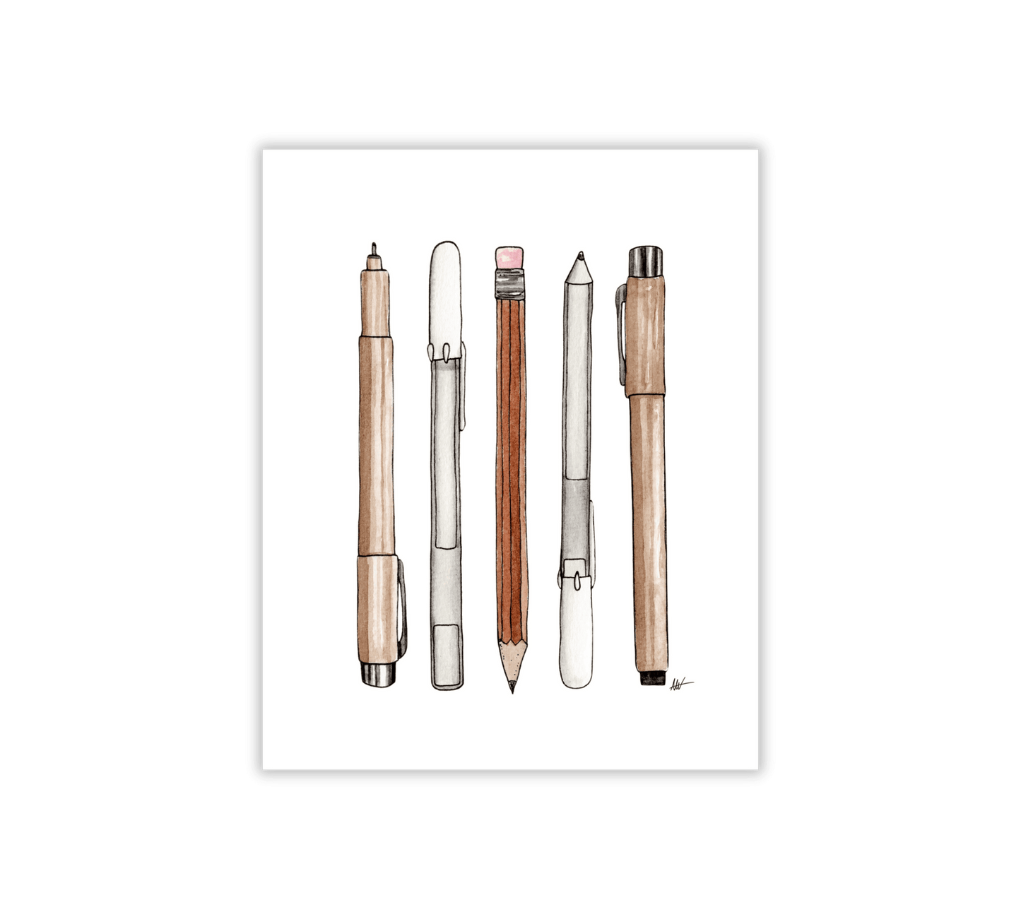Drawing Supplies Illustration - Pen and Watercolor Art - Archival Quality Art Print - alyssawhetstoneart