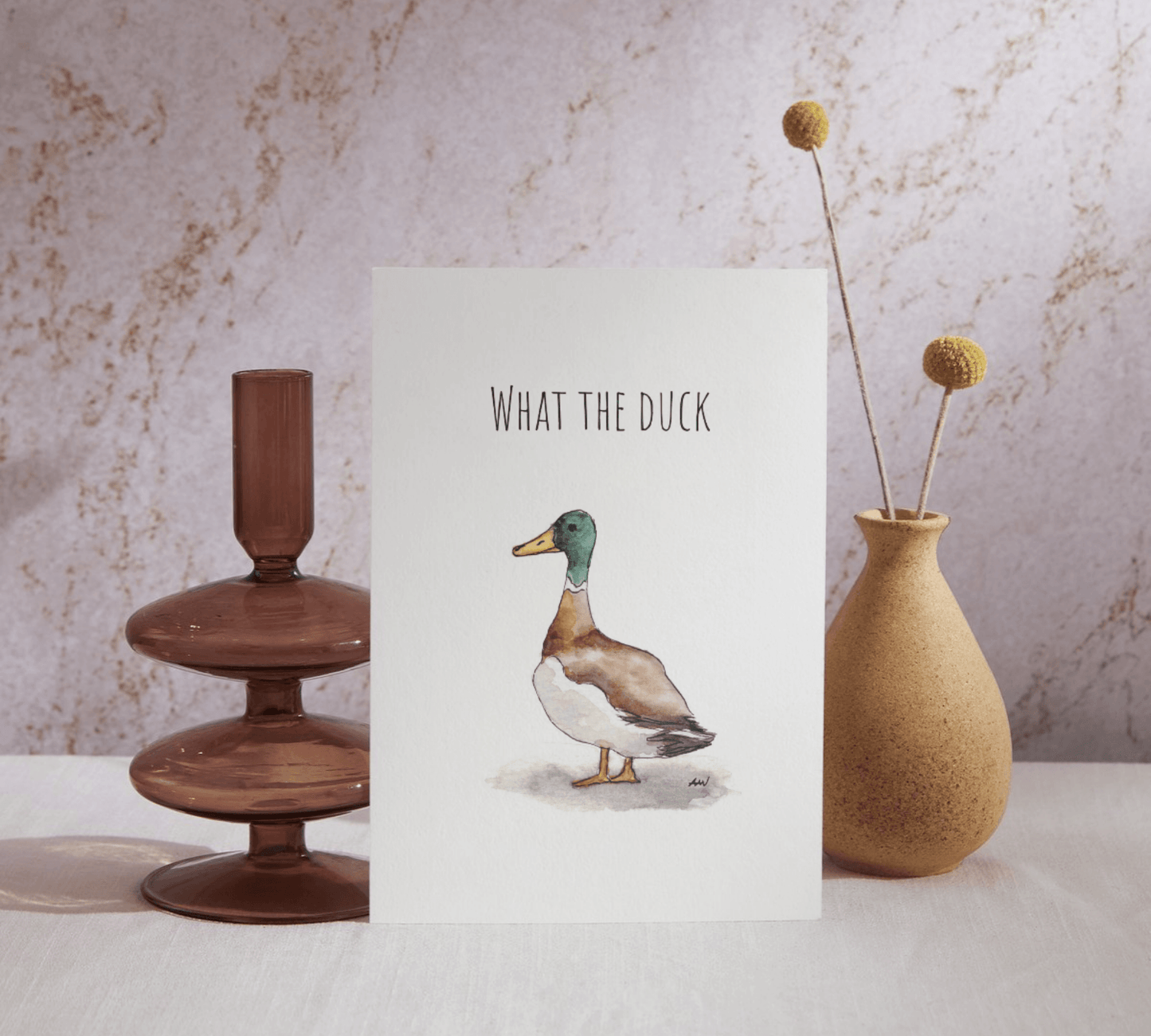 What the Duck Watercolor Greeting Card - alyssawhetstoneart
