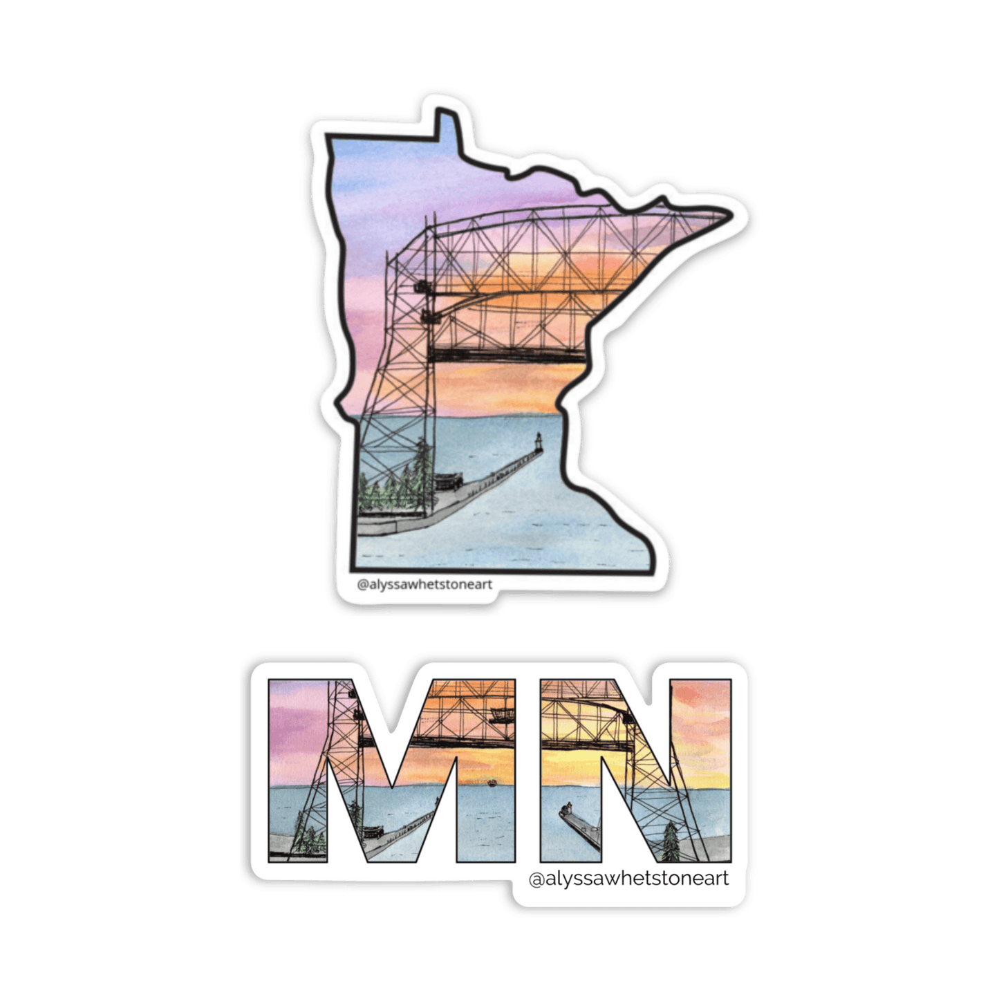 Duluth Lift Bridge Minneapolis - Minnesota Outline - Vinyl Decal Sticker