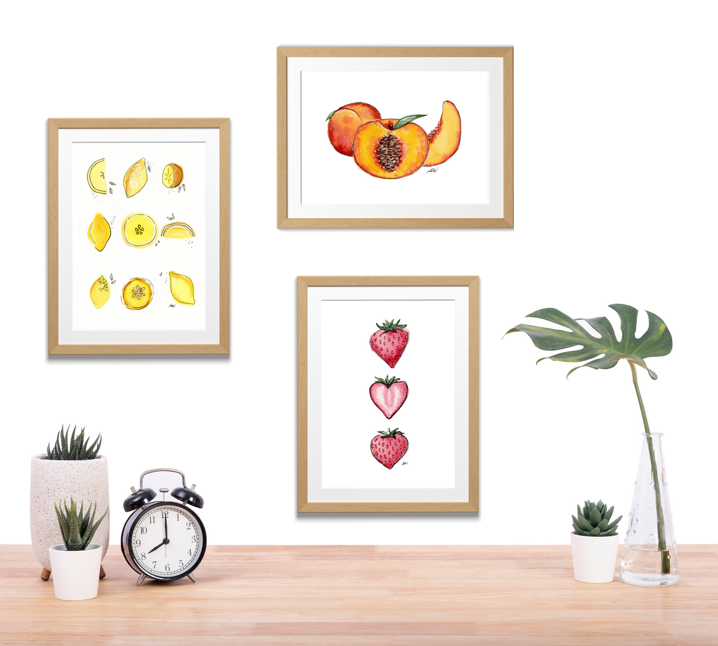 Peaches - Pen and Watercolor Archival Art Print - alyssawhetstoneart