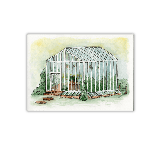 Greenhouse - Pen and Watercolor Archival Art Print - alyssawhetstoneart