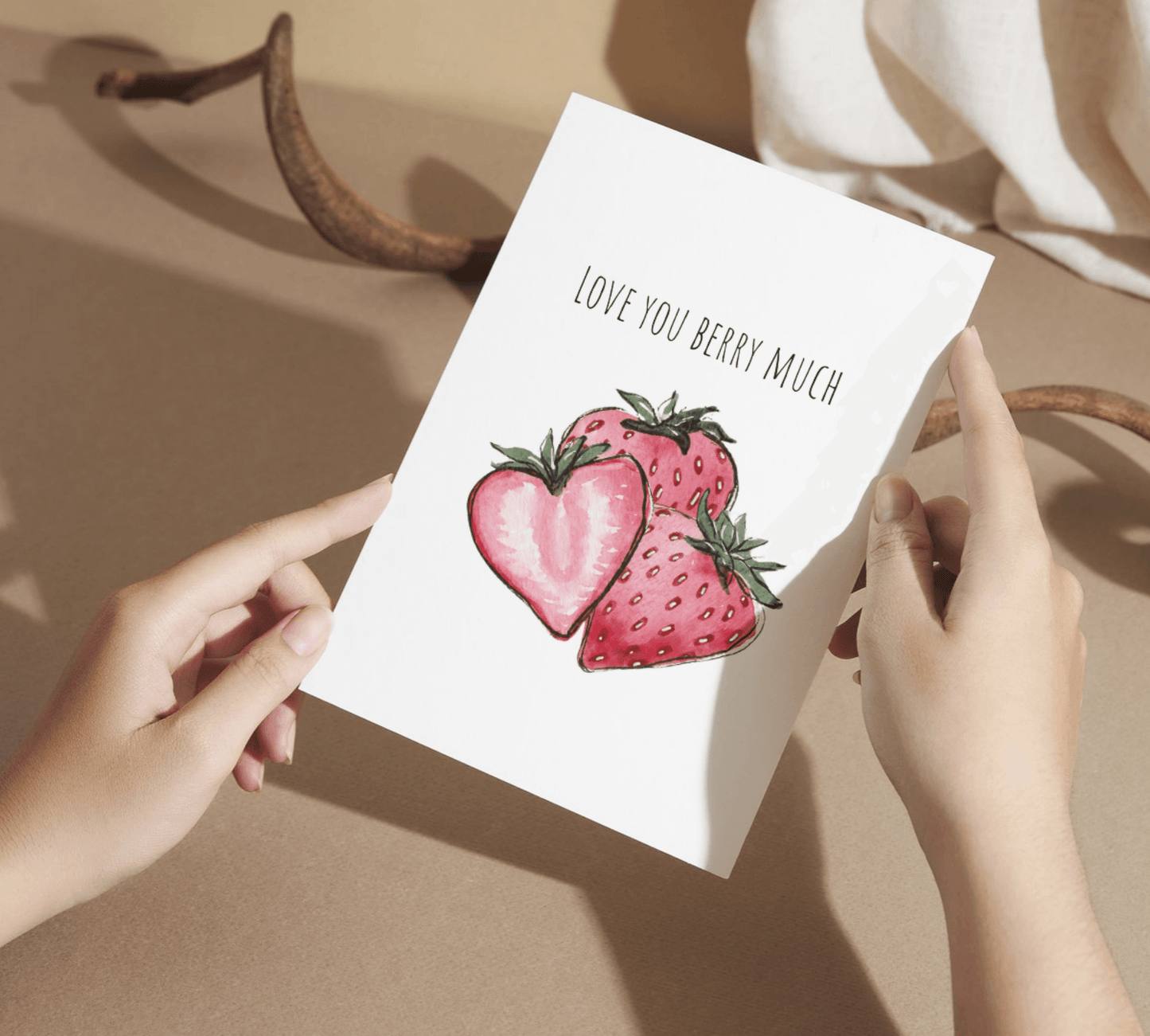 Love You Berry Much Watercolor Greeting Card - alyssawhetstoneart