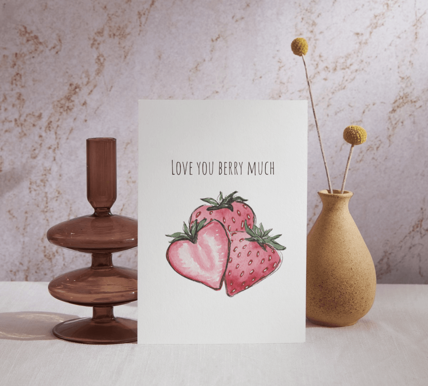 Love You Berry Much Watercolor Greeting Card - alyssawhetstoneart