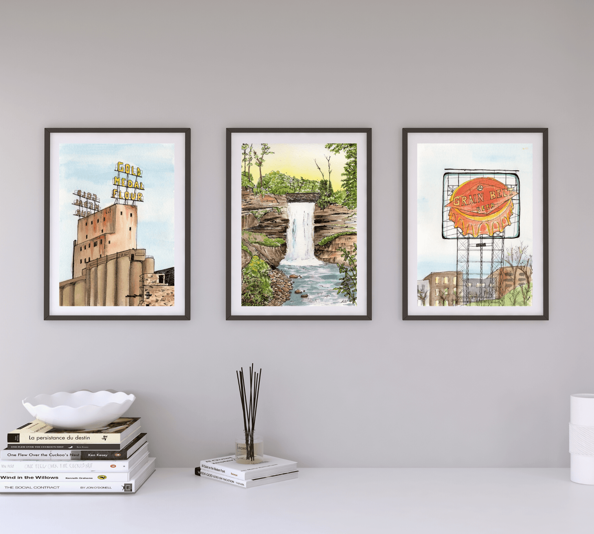 Minnehaha Falls in Minneapolis - Pen and Watercolor Art - Archival Quality Art Print - alyssawhetstoneart