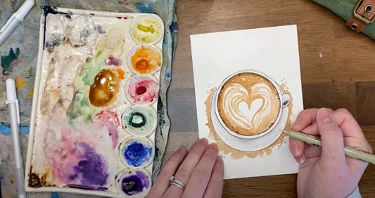Easy Valentine’s Day Watercolor Card: Latte Coffee Art Tutorial - alyssawhetstoneart