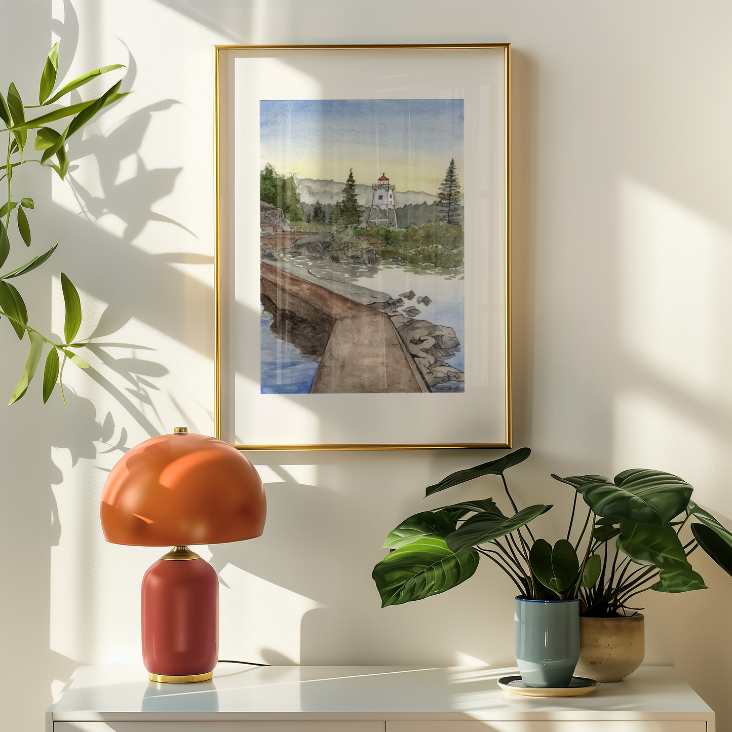 Artist's Point Grand Marais Pen and Watercolor Art - Archival Quality Art Print