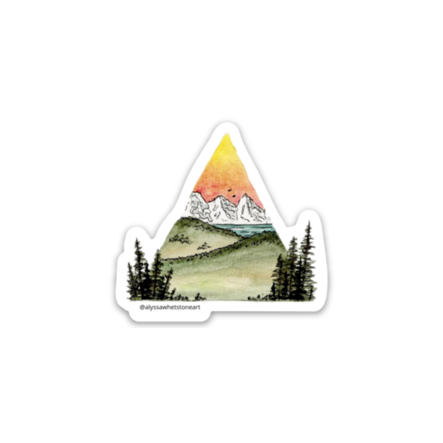 Triangle Sunset and Trees - Vinyl Decal Sticker