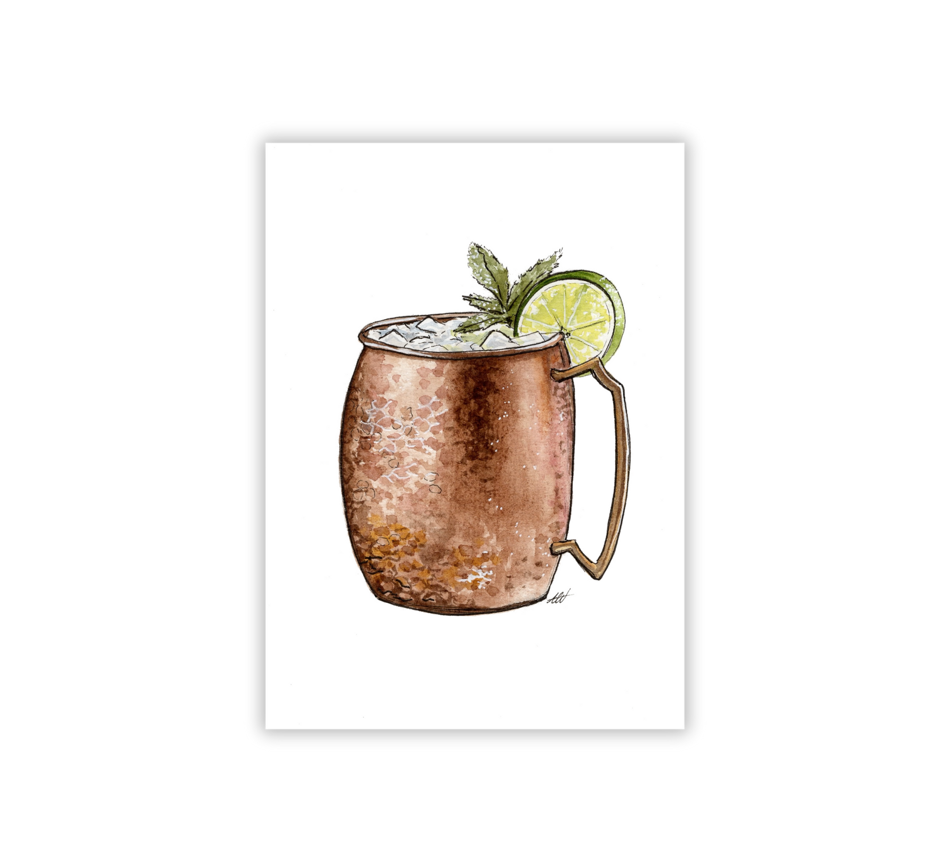 Moscow Mule - Pen and Watercolor Archival Art Print - alyssawhetstoneart