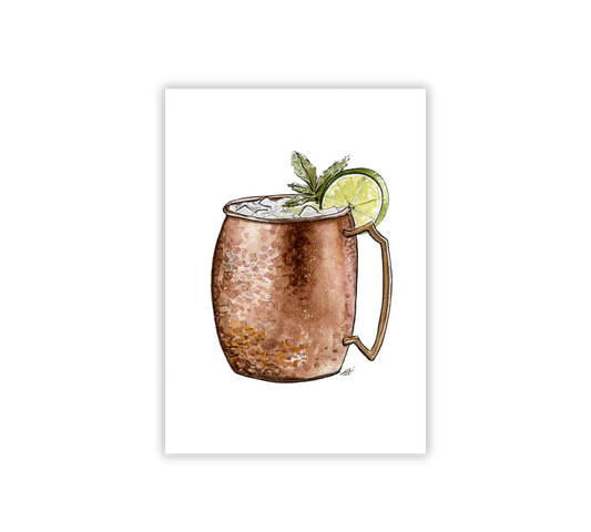 Moscow Mule - Pen and Watercolor Archival Art Print - alyssawhetstoneart