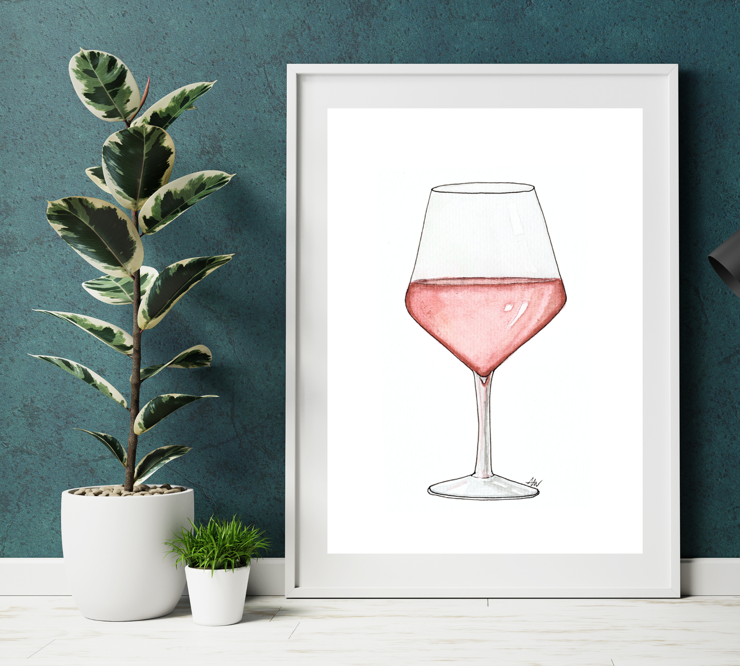 Rosé - Pen and Watercolor Archival Art Print