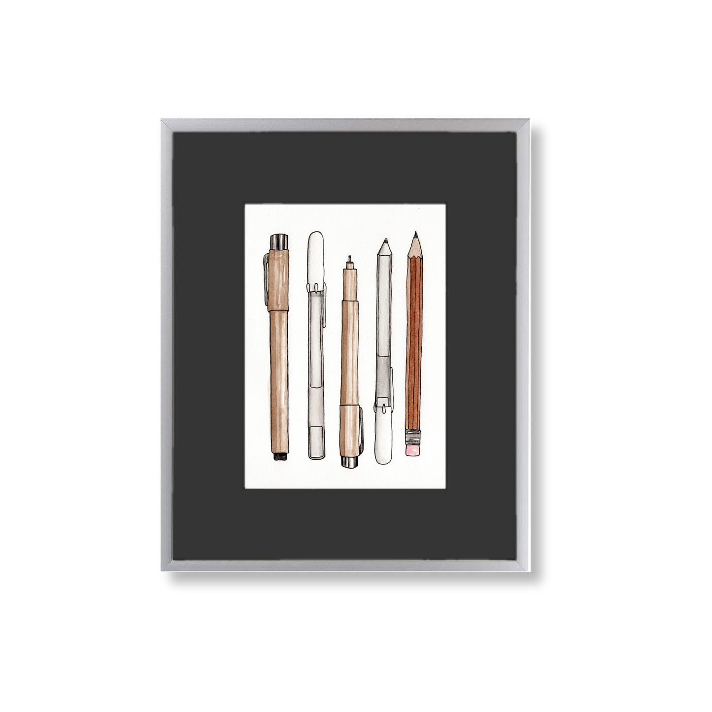 Drawing Tools - Framed Original Watercolor Painting