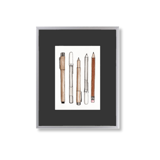 Drawing Tools - Framed Original Watercolor Painting