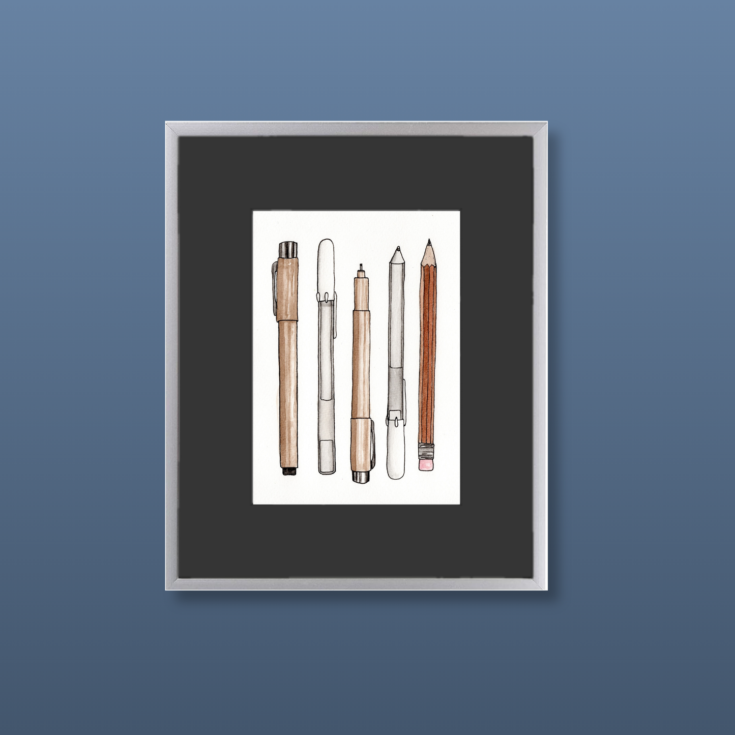 Drawing Tools - Framed Original Watercolor Painting
