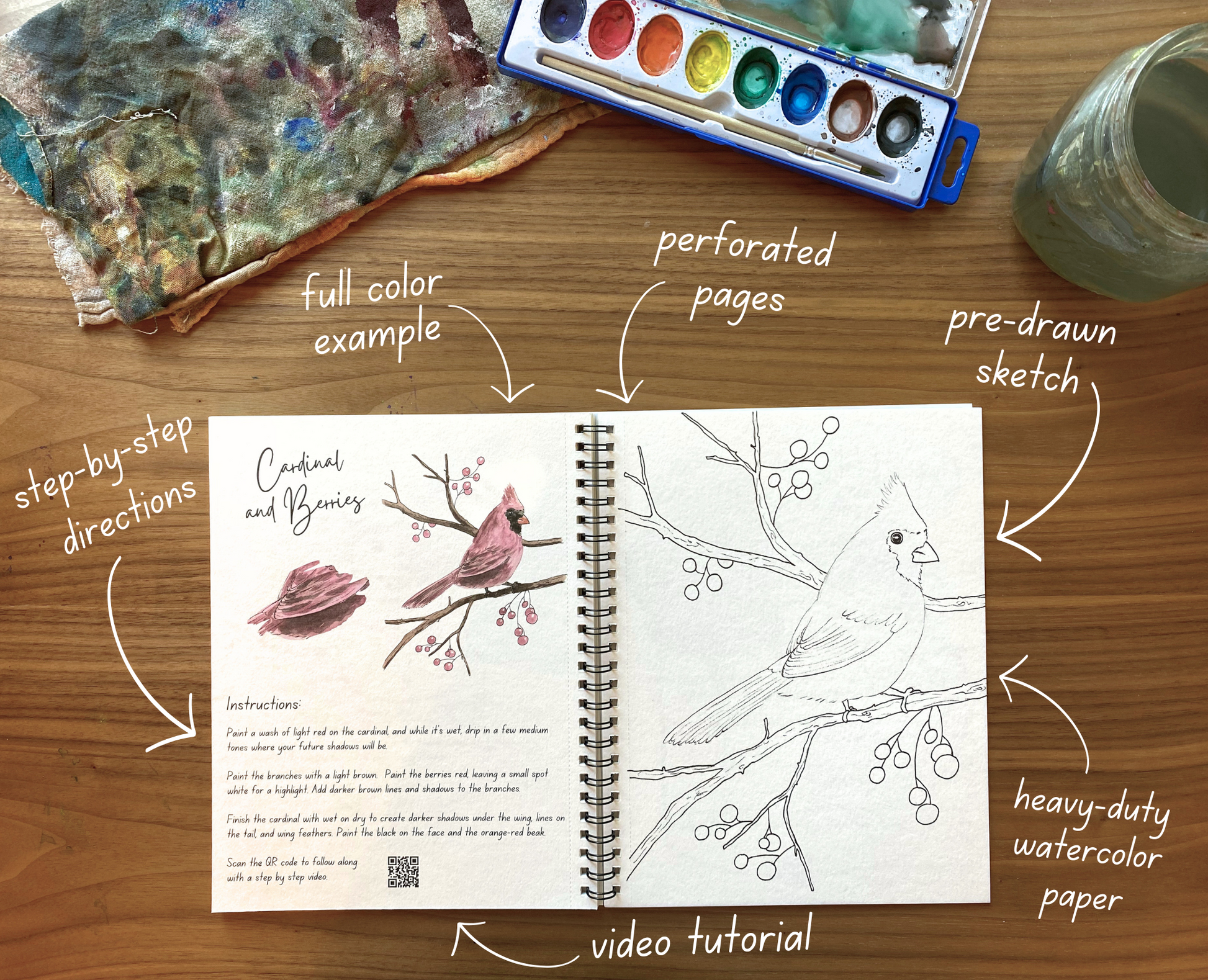 Winter Watercolor Workbook - Video Directions Included - alyssawhetstoneart