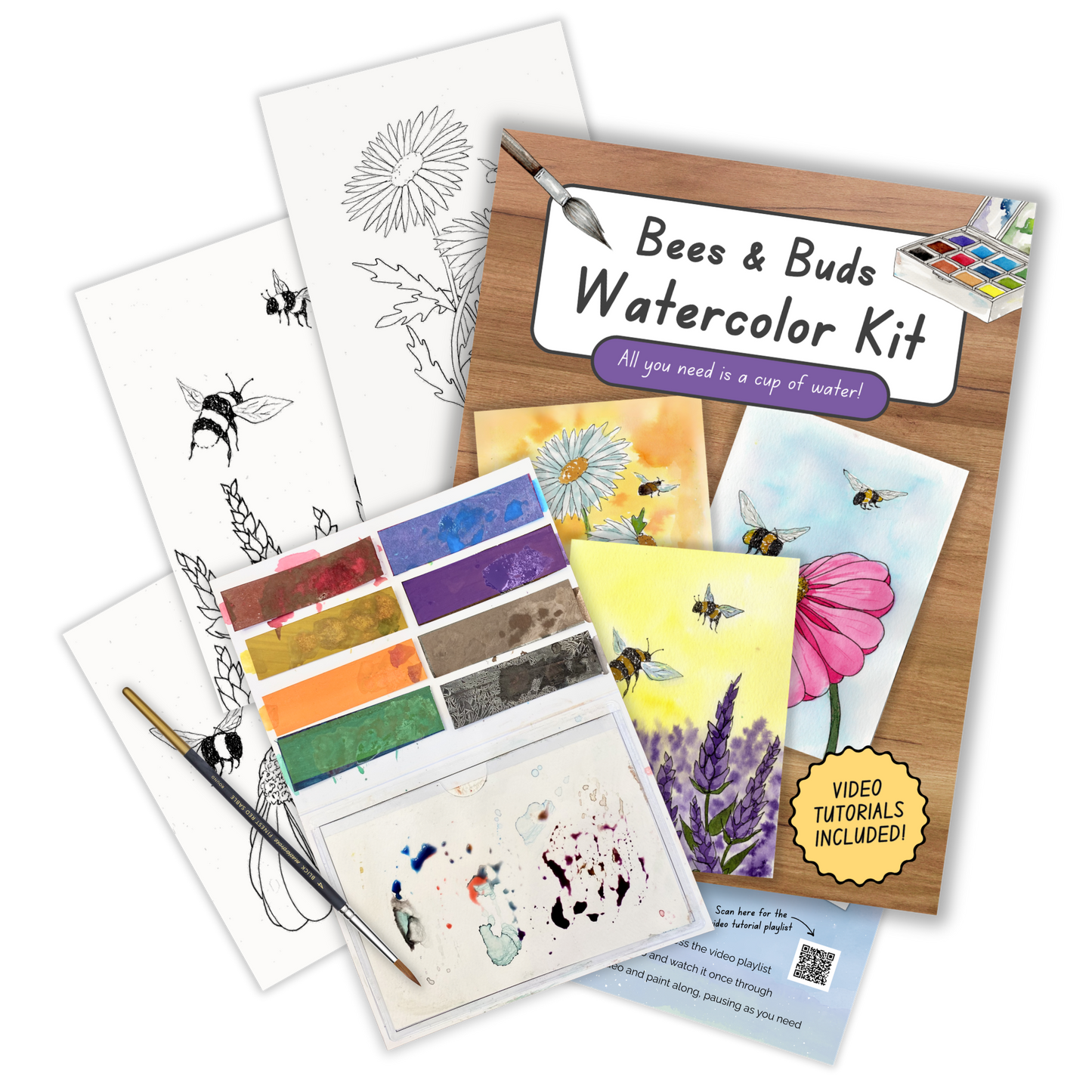 Bees and Buds Watercolor Kit