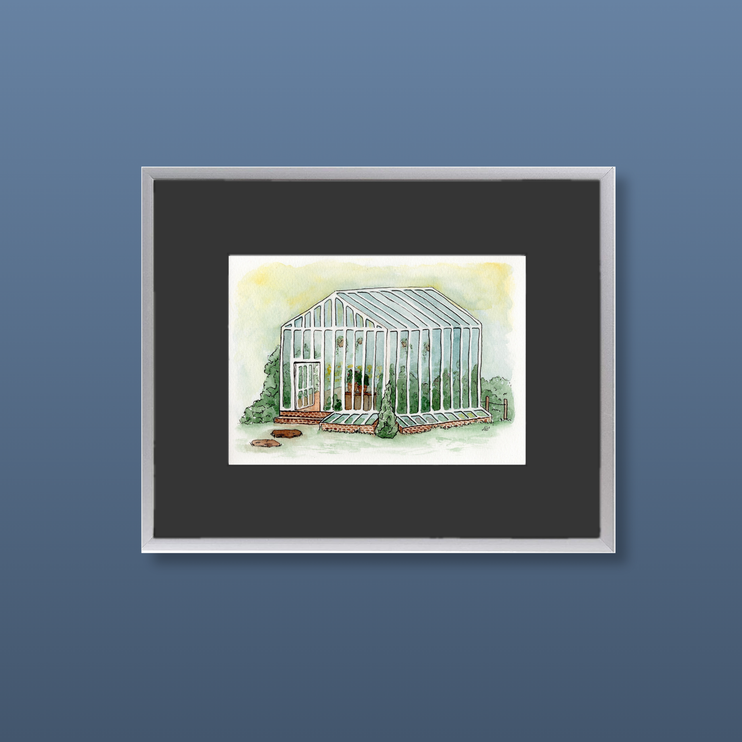 Greenhouse - Framed Original Watercolor Painting