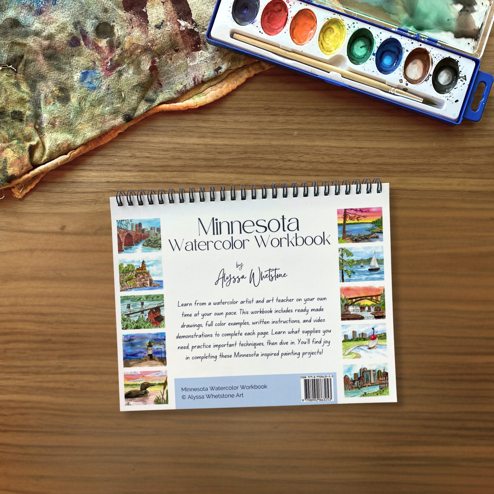 Minnesota Watercolor Workbook - Video Directions Included - alyssawhetstoneart
