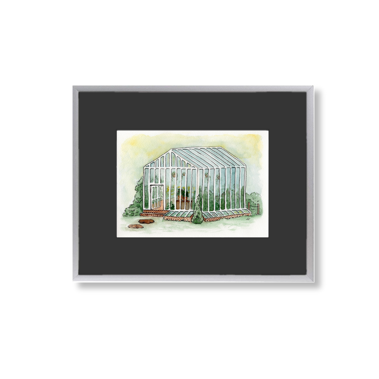 Greenhouse - Framed Original Watercolor Painting