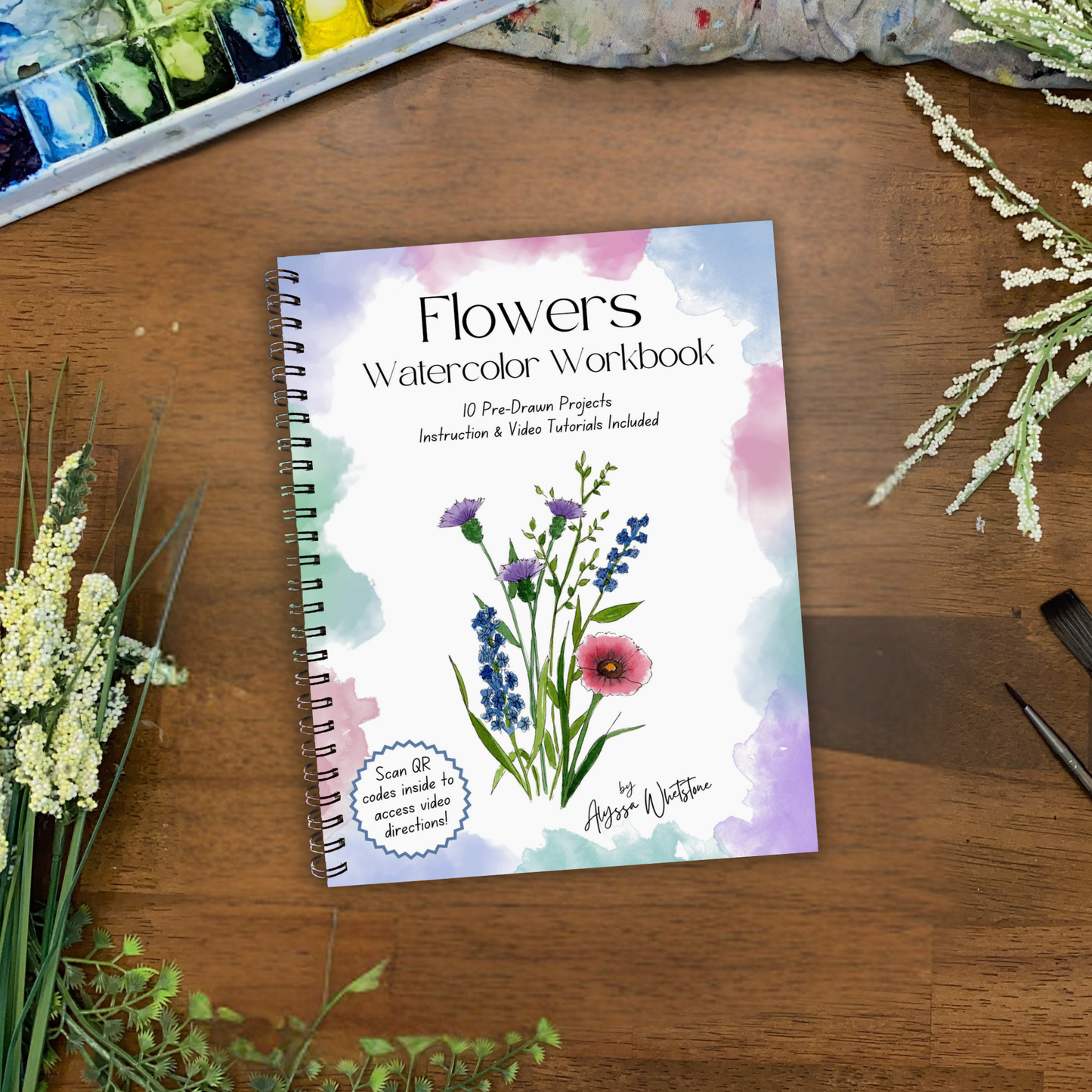 Flowers Watercolor Workbook - Video Directions Included