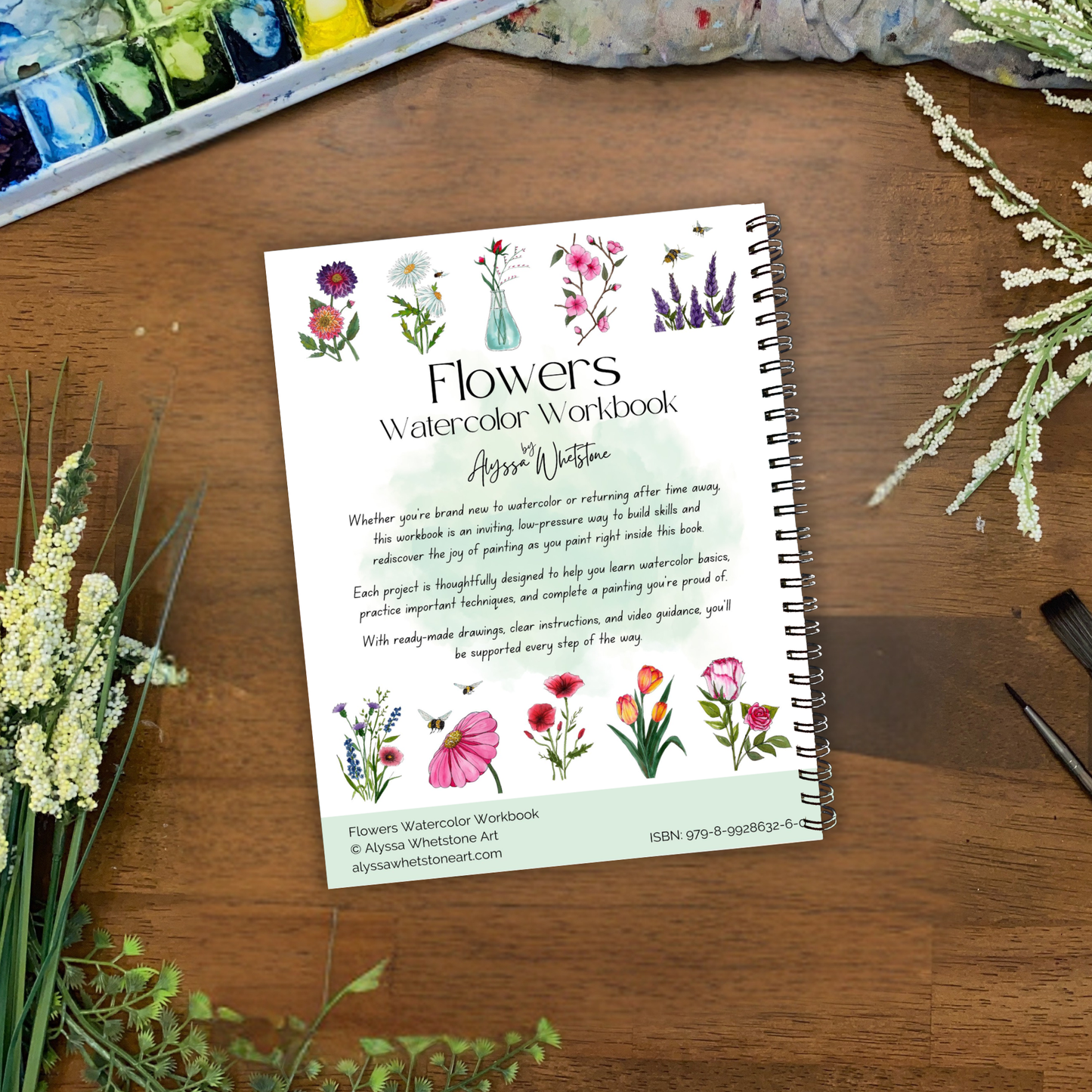 Flowers Watercolor Workbook - Video Directions Included