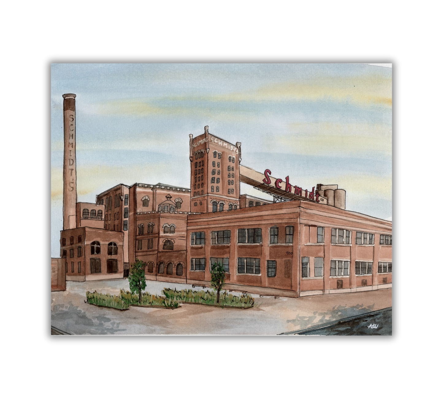 Schmidt Building in Pen and Watercolor - Archival Quality Art Print