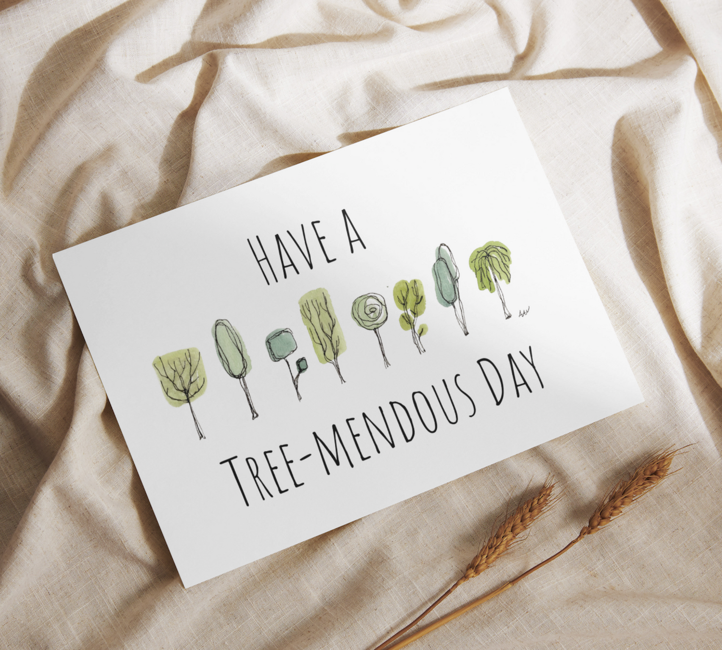 Have a Tree-mendous Day Watercolor Greeting Card