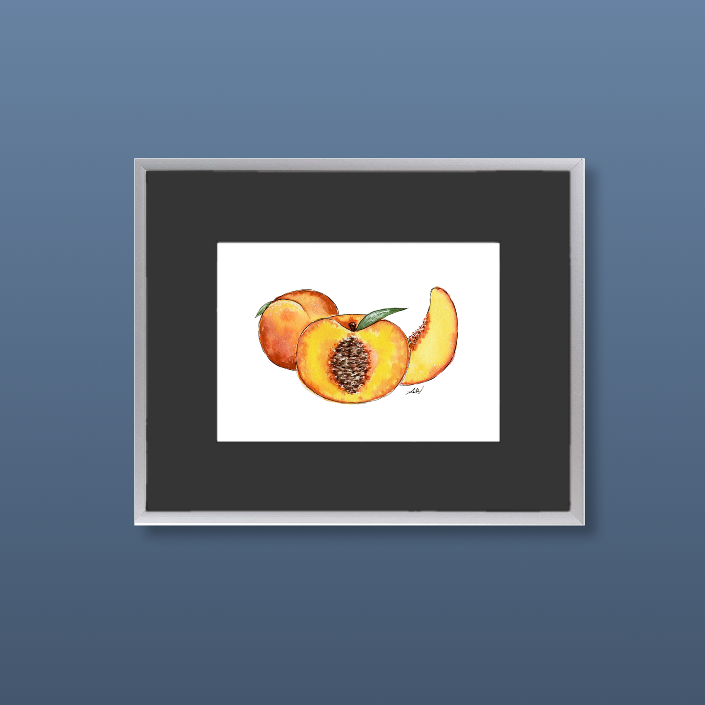 Peaches - Framed Original Watercolor Painting