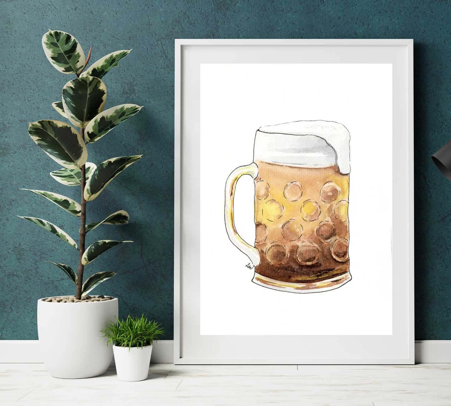Beer Stein - Pen and Watercolor Archival Art Print
