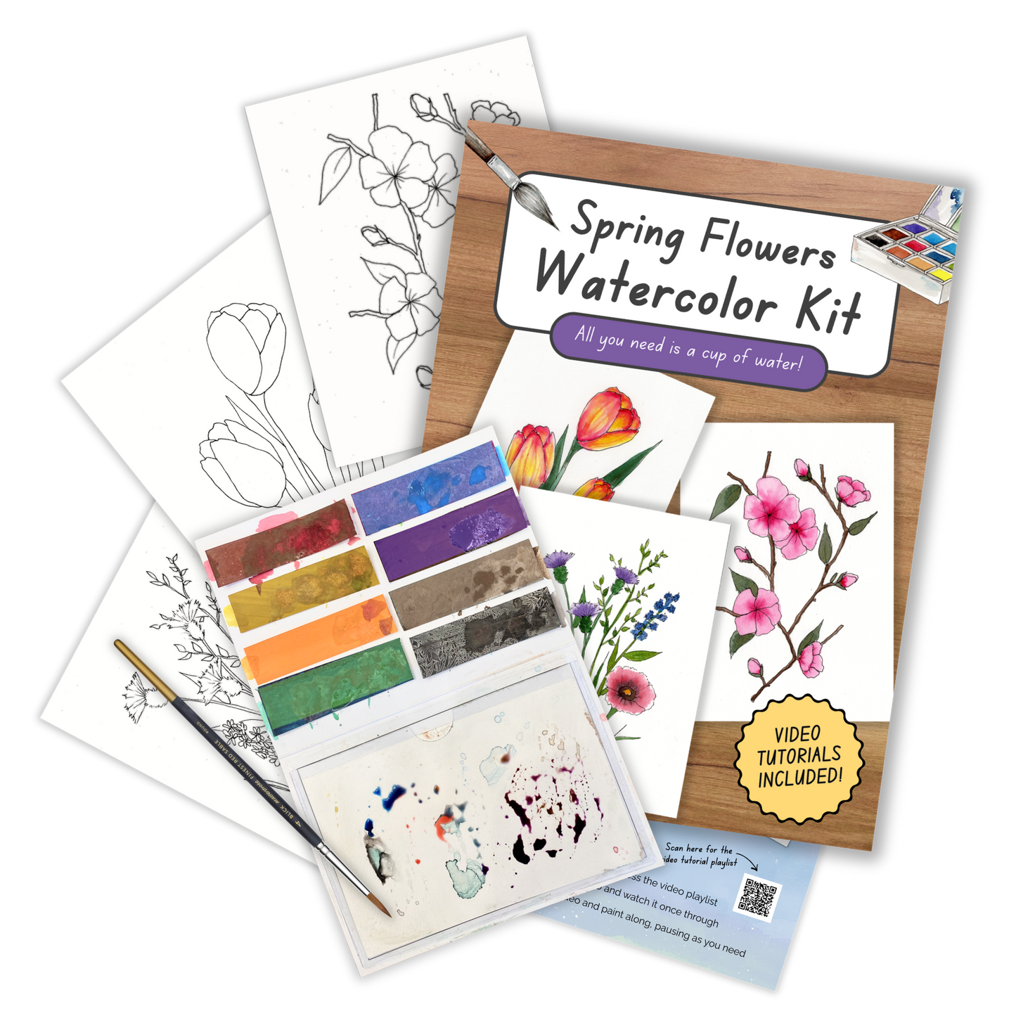 Spring Flowers Watercolor Kit