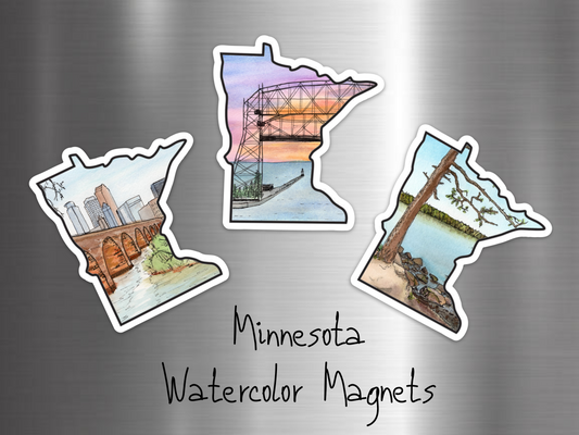 Minnesota Magnets - Stone Arch Bridge - Duluth Lift Bridge - Lake Itasca