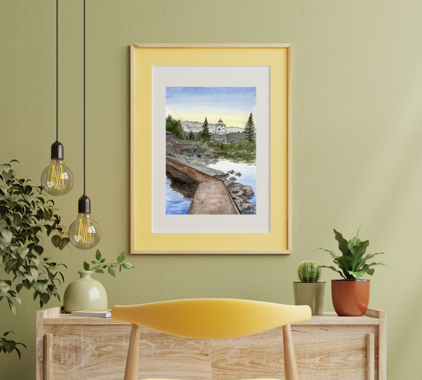 Artist's Point Grand Marais Pen and Watercolor Art - Archival Quality Art Print