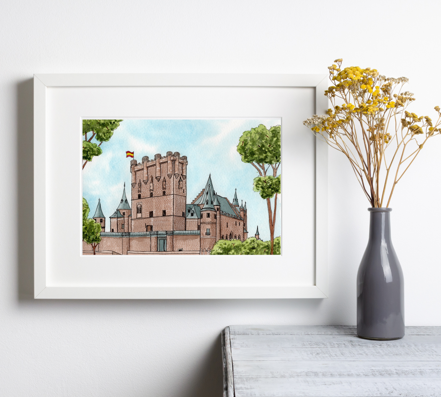 Alcazar Segovia Castle - Pen and Watercolor Art - Archival Quality Art Print
