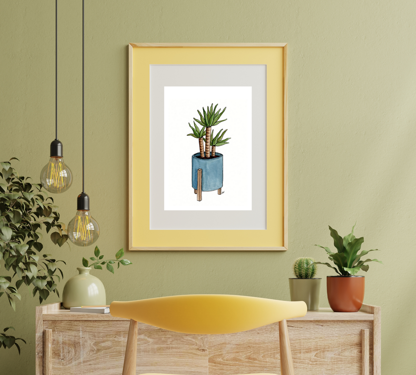 Yucca Plant - Pen and Watercolor Archival Art Print