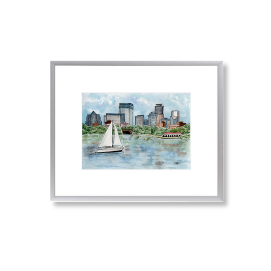 Lake Bde Maka Ska - Framed Original Watercolor Painting