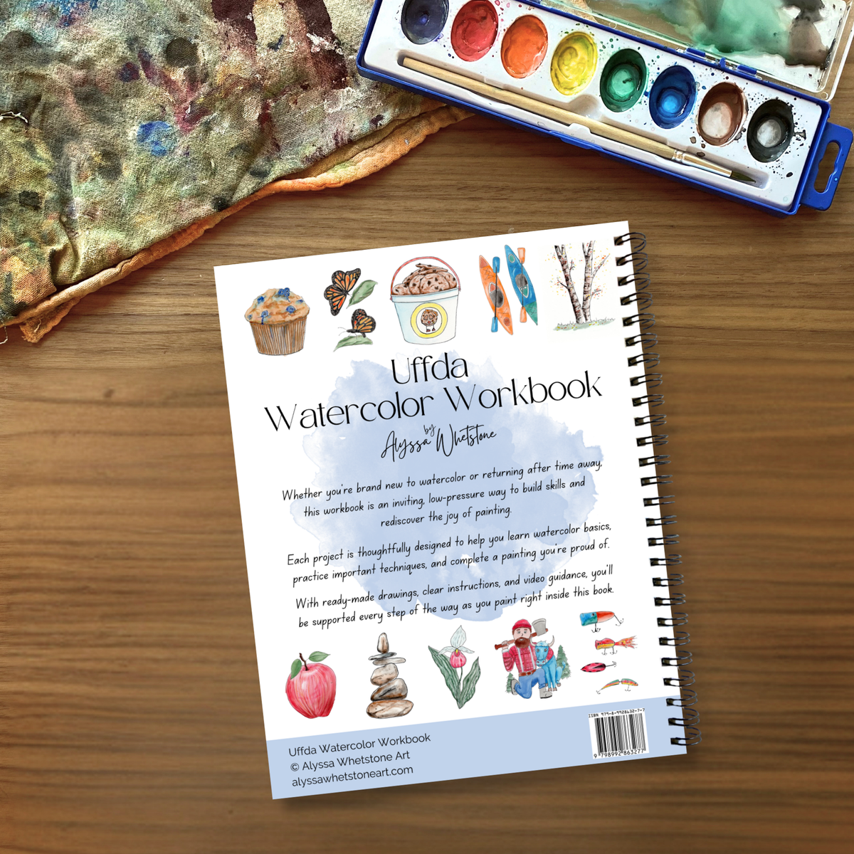 Uffda Watercolor Workbook - Video Directions Included