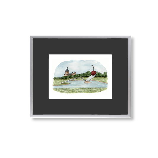 Cherry and Spoon - Framed Original Watercolor Painting