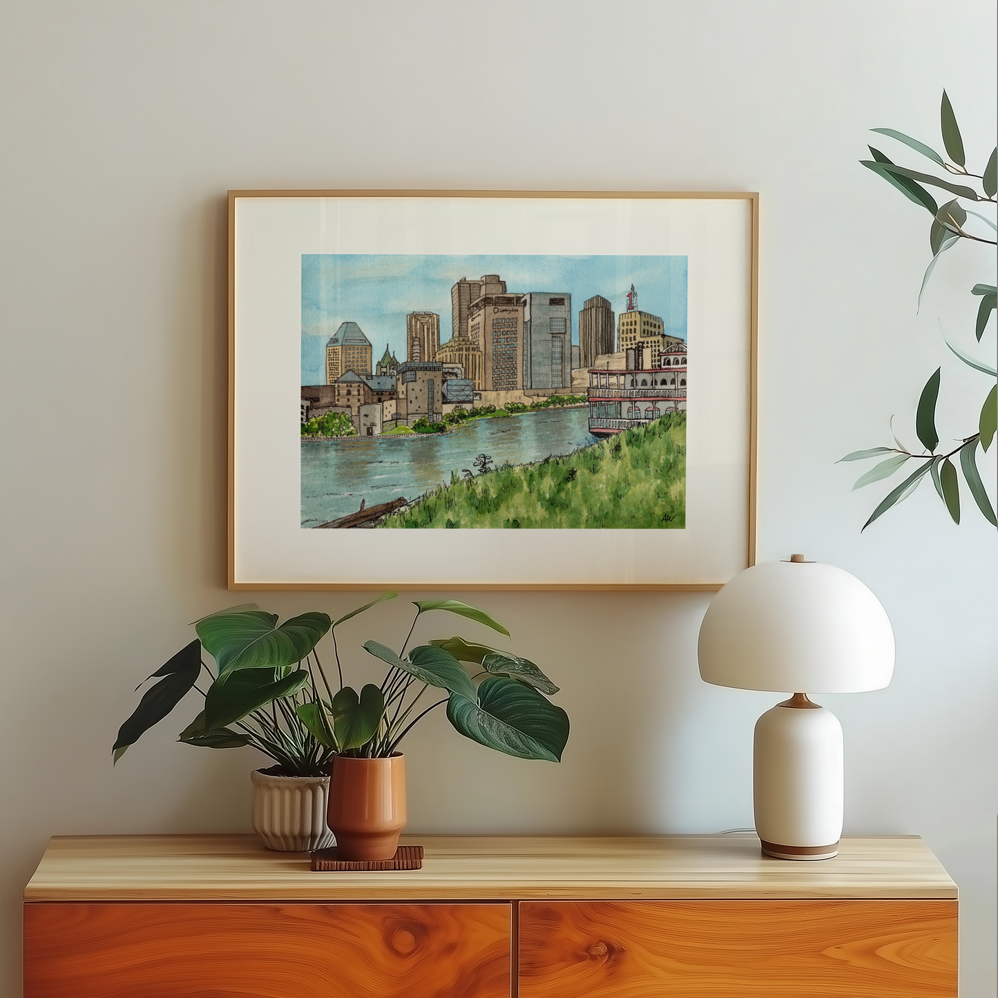 St. Paul Skyline in Pen and Watercolor - Archival Quality Art Print