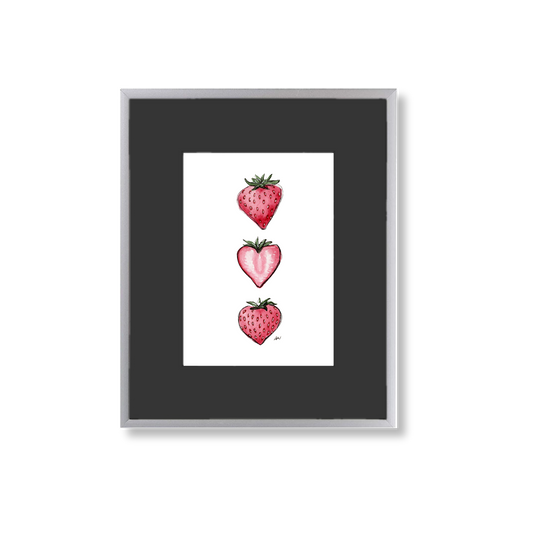 Strawberries - Framed Original Watercolor Painting