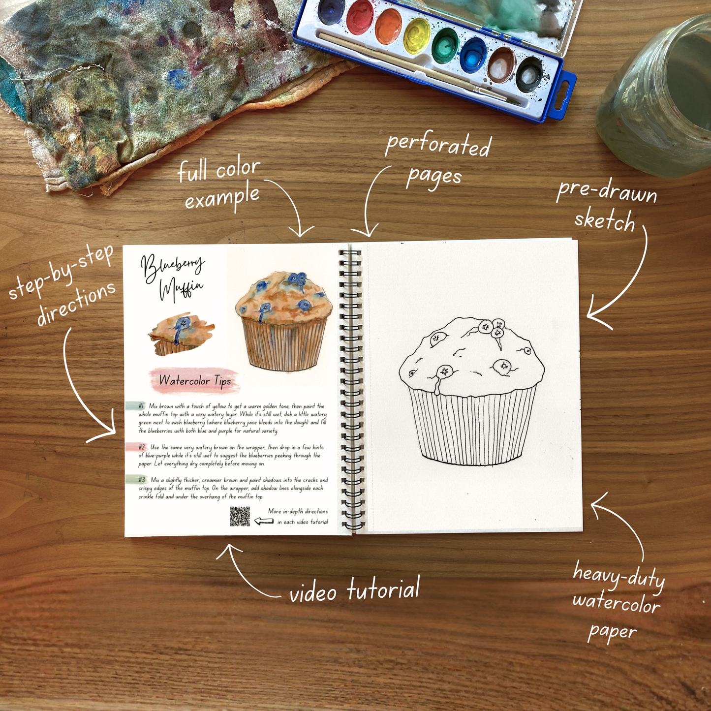 Uffda Watercolor Workbook - Video Directions Included