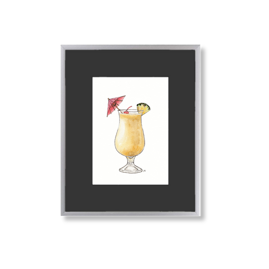 Pina Colada - Framed Original Watercolor Painting