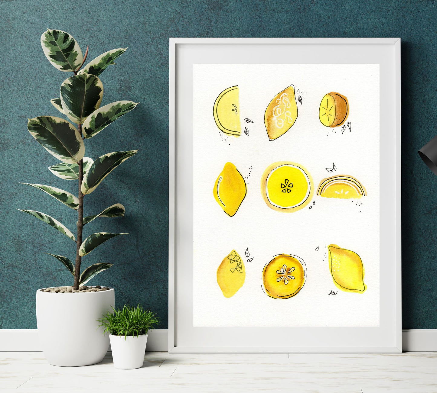 Lemons - Pen and Watercolor Archival Art Print