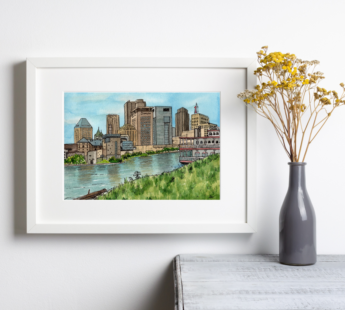 St. Paul Skyline in Pen and Watercolor - Archival Quality Art Print