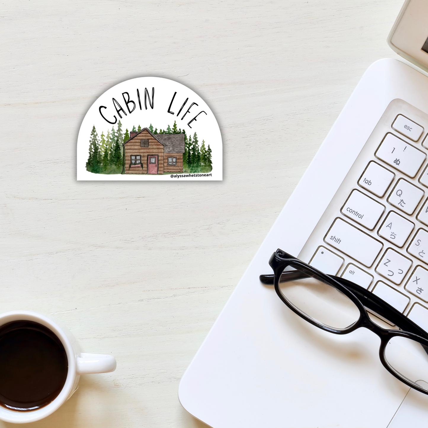 Cabin Life - Log Cabin in the Woods - Vinyl Decal Sticker