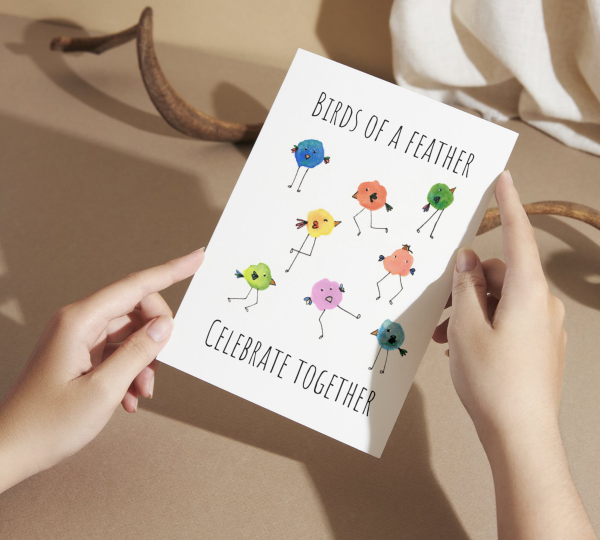 Birds of a Feather Watercolor Greeting Card